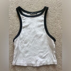 Zara halter tank top black and white